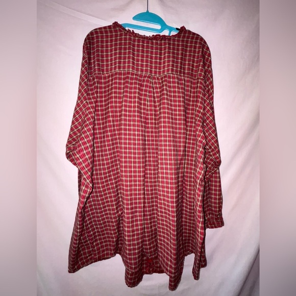 Red Plaid Denim Blouse - Picture 5 of 9